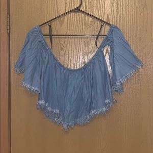 Off the shoulder cropped shirt